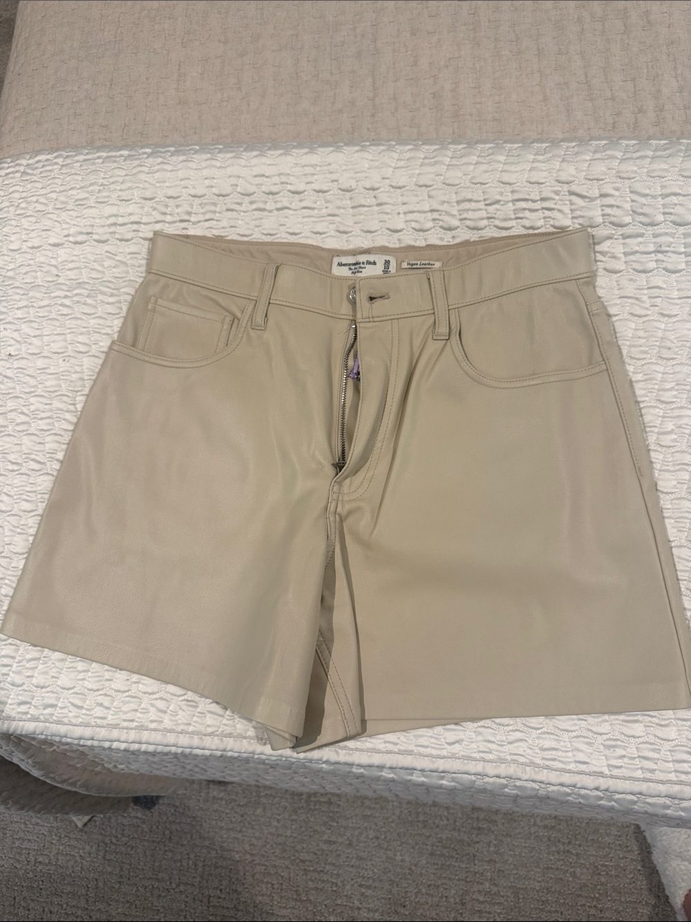 Abercrombie & Fitch Beige Leather-Look Shorts